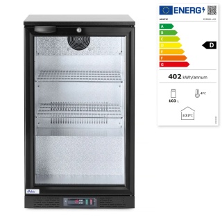 Lodówka na napoje 103L – chłodziarka barowa Arktic czarna przeszklona 530x500x865 mm