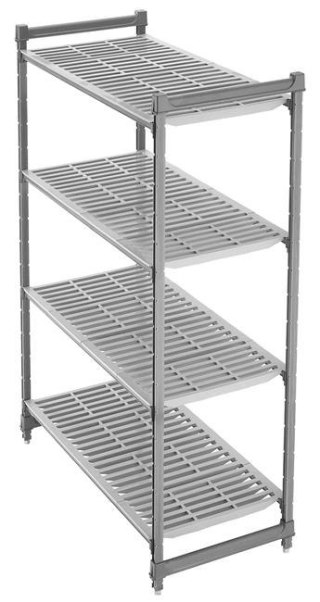 Regał magazynowy Cambro Camshelving Basics Plus, 4 półki wentylowane – 915×540×1830 mm (CBU213672V4)