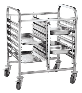 Wózek do transportu pojemników podwójny 12×GN 1/1 – Hendi stal nierdzewna 810x610x960 mm