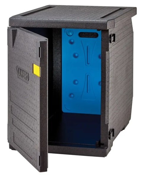 Czarny pojemnik termoizolacyjny Cambro Cam GoBox 155 L bez prowadnic z elementem chłodzącym