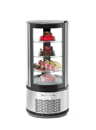 Witryna chłodnicza okrągła 100L – Arktic cukiernicza ekspozycyjna 210W z LED i 3 półkami
