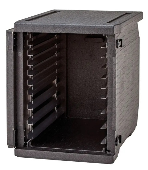 Frontowe drzwi otwarte – Cam GoBox Cambro 155 L z regulowanymi prowadnicami