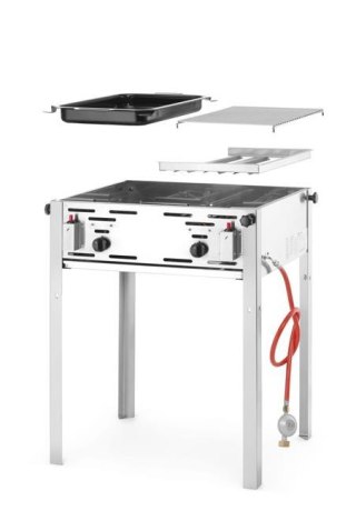 Grill gazowy Grill-Master Maxi Hendi, 50/50 emaliowana tacka i ruszt, 11 kW, 850x675x600 mm