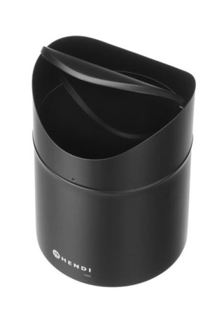 Śmietniczka stołowa czarna 1,2 L z uchylną pokrywą – Hendi 440773 ⌀120×165 mm