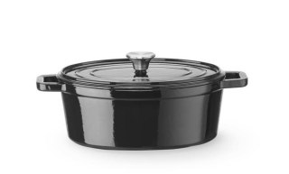 Garnek żeliwny emaliowany HENDI 4,4 L czarny owalny 365x290x115 mm