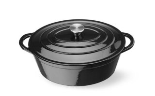 Garnek żeliwny emaliowany HENDI 6,88 L czarny owalny 405x255x134 mm