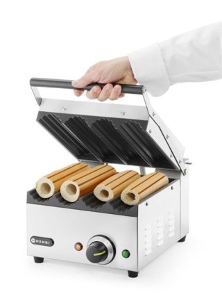 Grill kontaktowy Hot-Dog Panini, 1800W, 4 miejsca grillowania HENDI 263594 – 385×285×254 mm