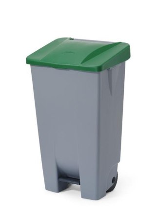 Kosz na śmieci 120L jasnoszary pedałowy z kółkami HENDI 873458 – 510x425x875 mm