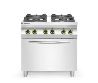 Kuchnia gazowa 4-palnikowa z piekarnikiem elektrycznym GN 1/1 - Hendi Kitchen Line, 19 kW + 3 kW