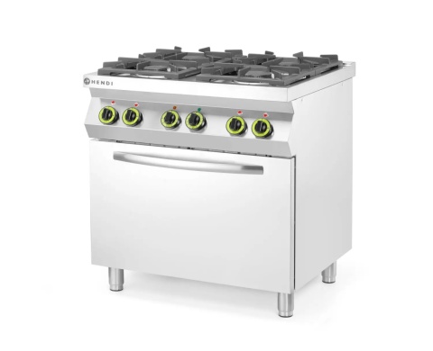Kuchnia gazowa 4-palnikowa z piekarnikiem elektrycznym GN 1/1 - Hendi Kitchen Line, 19 kW + 3 kW