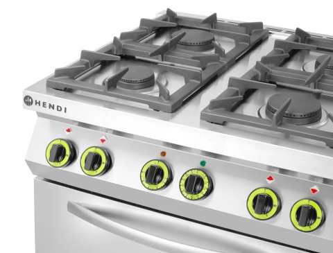 Kuchnia gazowa 4-palnikowa z piekarnikiem elektrycznym GN 1/1 - Hendi Kitchen Line, 19 kW + 3 kW