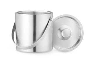 Pojemnik do lodu 2L stal nierdzewna, okrągły z pokrywką i uchwytem BarUp 594766 - ⌀153x 165 mm