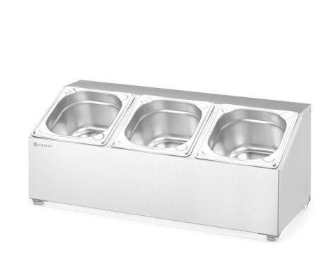 Maksymalnie trzy pojemniki GN 1/6 w stojaku Hendi 820032