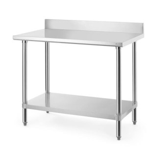 Stół przyścienny z półką 1000x600x950 mm Budget Line skręcany, stal nierdzewna z rantem tylnym – Hendi 817568