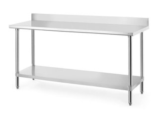 Stół przyścienny z półką 1800×600×950 mm Budget Line skręcany, stal nierdzewna z rantem tylnym – Hendi 817605
