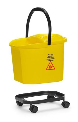 Wiadro do mopa 16L, żółte, z wyciskarką na kółkach – Hendi 873397 – 405x296x340 mm