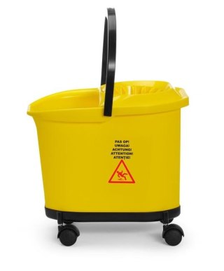 Wiadro do mopa 16L, żółte, z wyciskarką na kółkach – Hendi 873397 – 405x296x340 mm