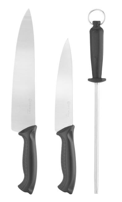 zestaw noży z ostrzałką HENDI 842683 czarny
