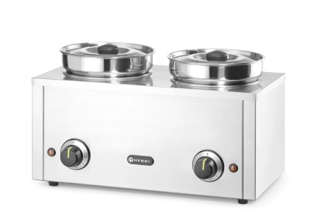 Niezależne termostaty analogowe w bemarze gastronomicznym Hendi – precyzyjna regulacja temperatury.