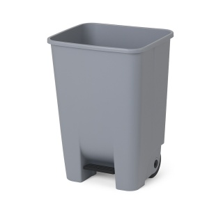 Kosz na śmieci 120L jasnoszary pedałowy z kółkami bez pokrywy HENDI 873458 – 510x425x875 mm