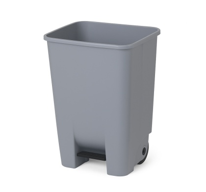 Kosz na śmieci 120L jasnoszary pedałowy z kółkami bez pokrywy HENDI 873458 – 510x425x875 mm