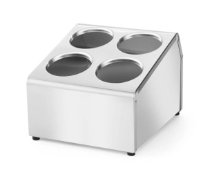 Pojemnik na sztućce na 4 wkłady HENDI 552407 – stal nierdzewna – 295×255×215 mm