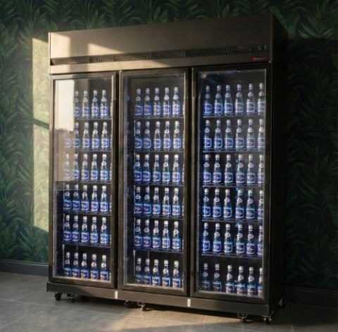 Szafa chłodnicza 1181L przeszklona Resto Quality RQ1180-BLACK, czarna, 3-drzwiowa – 1650x631x2000 mm