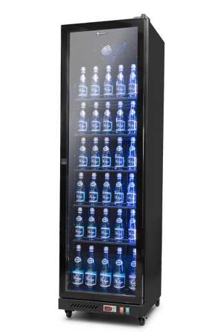 Szafa chłodnicza 380L Resto Quality RQ380FC, czarna, przeszklona z chłodzeniem dynamicznym – 552x610x1918 mm