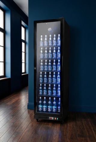 Szafa chłodnicza 380L Resto Quality RQ380FC, czarna, przeszklona z chłodzeniem dynamicznym – 552x610x1918 mm