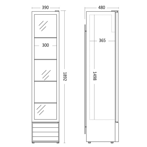 Smukła szafa chłodnicza SD226BE wymiary