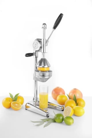 Wyciskarka ręczna do cytrusów i granatów BarUp 695906 srebrna – do baru, kawiarni i cateringu