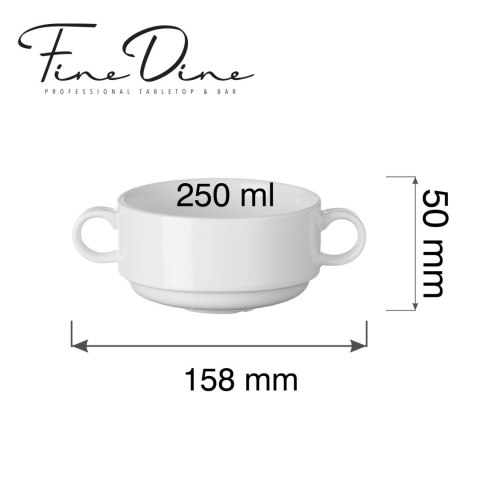 1️⃣ bulionówka 250 ml Pure Bianco Fine Dine 762752 porcelana gastronomiczna - wymiary