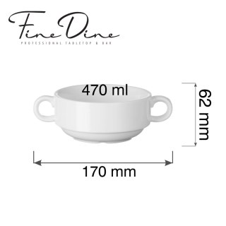 Bulionówka z 2 uszami 470 ml Pure Bianco Fine Dine - biała porcelana gastronomiczna do zupy i bulionu 762004