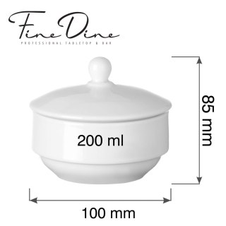 Cukiernica 200 ml z pokrywką Pure Bianco Fine Dine - biała porcelana gastronomiczna do kawy i herbaty 768181