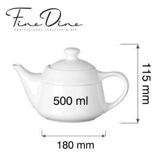 Dzbanek do herbaty 500 ml z pokrywką Pure Bianco Fine Dine - biała porcelana gastronomiczna 768198