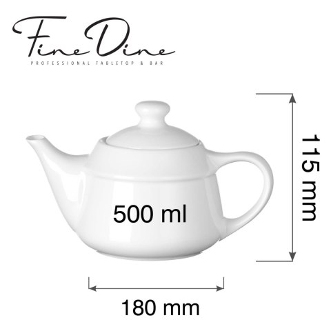 dzbanek porcelanowy z pokrywką Pure Bianco Fine Dine 768198 - wymiary