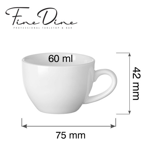 filiżanka espresso 60 ml Pure Bianco Fine Dine 762875 porcelana gastronomiczna - wymiary