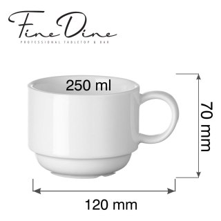 Filiżanka cappuccino sztaplowalna 250 ml Pure Bianco Fine Dine - biała porcelana gastronomiczna 762837