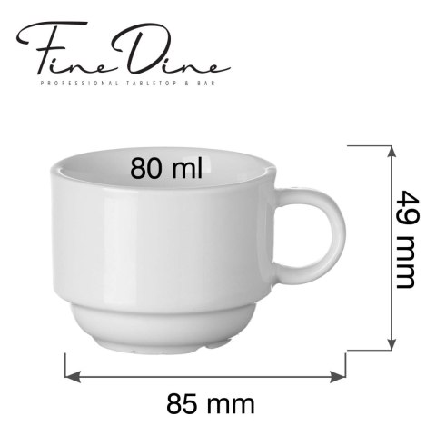 filiżanka espresso sztaplowalna 80 ml Pure Bianco Fine Dine 762790 wymiary