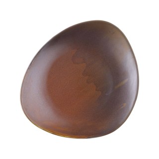 Talerz prezentacyjny trójkątny 220 mm Aurum do przystawek i deserów brązowa porcelana Vitrified Kolory Ziemi - Fine Dine 767207