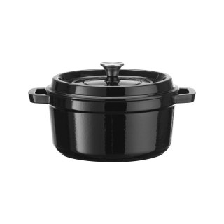 Garnek żeliwny emaliowany - kuchnia / bufet, czarny, 6L, 280mm