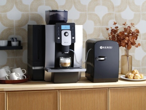 Lodówka do mleka 6 L - Hendi czarna do ekspresów automatycznych 213x275x343 mm, 50W
