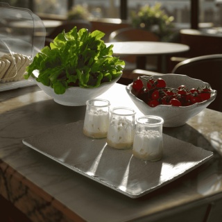 Miska bufetowa skośna szara 232×225×95 mm z melaminy do sałatek Rock Fine Dine 562314