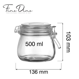 Słoik typu wek Vision 500 ml z klipsem do deserów i bufetu Fine Dine 425756 136x100x103mm