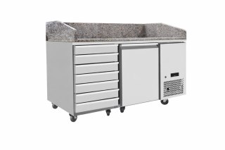 Stół chłodniczy do pizzy 1-drzwiowy z granitowym blatem, Arktic, 125L, granitowy, 220-240V/250W, 1510x800x(H)1000mm
