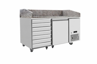 Stół chłodniczy do pizzy 125L Arktic 1-drzwiowy z granitowym blatem 1510x800x1000 mm 237243
