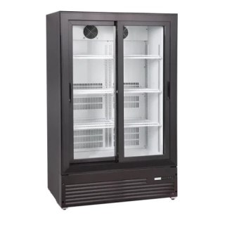 Szafa chłodnicza przeszklona 302 l drzwi przesuwne czarna do napojów Resto Quality DC287SLBC