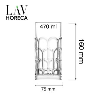 Szklanka wysoka 470 ml Archie do koktajli i napojów szkło sodowe LAV LH-ARH447KF