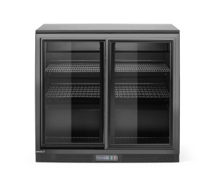 Lodówka barowa 158L netto 0°C do 10°C na napoje czarna drzwi przesuwne 4 półki LED Arktic 236888 - 900x520x870 mm