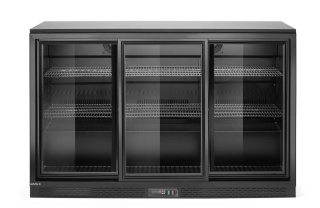 Lodówka barowa 308L netto 0°C do 10°C czarna 3 drzwi suwane 6 półek LED Arktic 236901 - 1350x520x865 mm